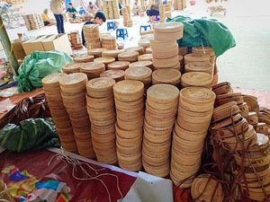 Natural Round Rattan Bali <b>Bag</b> with Leather Handle Handmade Woven Summer Beach <b>Bag</b> Vietnam Factory Supplier Manufacturer Export - Product Image 5