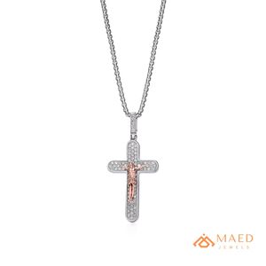 Pingente de Cruz Crucifixo Iced Out em Prata com Moissanite, Charm Religioso Hip Hop, Colar de Luxo Bling para Festas, para Homens e Mulheres - Product Image 1