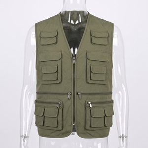 Chaleco Utilitario sin Cuello para Hombre, con Cierre, Multibolsillos, Tejido, Abrigo Cálido para Caza y Tiro al Aire Libre - Product Image 1