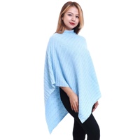 Poncho en cachemire 100% pur, tricoté plat, élégant, uni, surdimensionné pour femme, châle décontracté, confortable, chaud et doux pour l'hiver