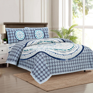 Cubrecama Artístico Golcha Estampado a Mano, 100% Algodón, 200 Hilos, para Todas las Estaciones, Diseño Floral Simple y de Calidad, Antiácaros, 3 Piezas - Product Image 1