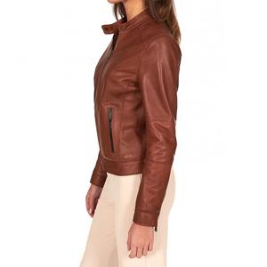 Chaqueta de Cuero Vacuno Genuino para Mujer, Gruesa y Duradera, Estilo Motero, Abrigo de Invierno, Fabricación OEM al por Mayor - Product Image 3