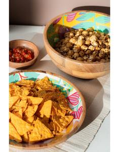 Tazón de Madera Hecho a Mano en India, Tazón para Servir Ensaladas, Tazón Decorativo de Madera para Mesa de Comedor con Diseño Impreso en Esmalte - Product Image 4