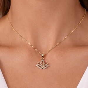 14K Gold Lab Grown Diamond Lotus Flower Pendant Necklace for Women Spiritual Yoga Lotus Lily Petal Necklace Birthday Gift - Product Image 4