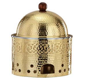 Luxury Twin Silver Chafing Dish with Gold Legs and Knobs Double <b>Buffet</b> Food Warmer Professional Catering <b>Server</b> for Banquets - Product Image 2