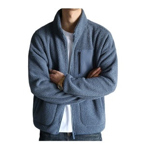 Manufacturer Thick Soft Warm Winter Coat Stand Collar Solid Color Custom <b>Mens</b> <b>Sherpa</b> Fleece <b>Jackets</b> - Product Image 6