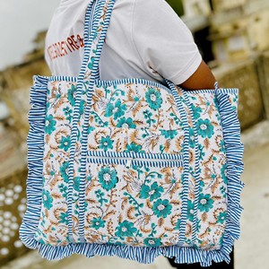 Bolso de Hombro Acolchado de Algodón al por Mayor, Bolso Tote con Estampado Floral, de Gran Capacidad, de Poliéster para Uso Diario de Mujeres - Product Image 2