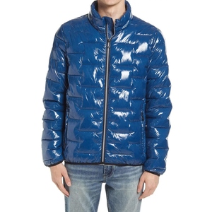 <b>Men</b> Puffer <b>Jacket</b> with Thick Warm Design Stand Collar Patchwork Design Stylish Modern Fit for Cold Weather Casual & Outdoor Use - Product Image 1