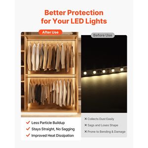 Confezione da 10 Profili LED a V da 2M (6.6 Ft) in Alluminio con Copertura Opaca e Tappi Terminali, Clip di Montaggio - Product Image 3