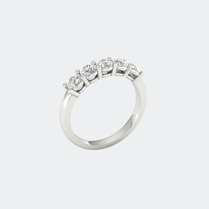 Anillo de banda con cinco piedras de corte redondo y engaste de puntas de 1.00 quilates de peso total - Product Image 5