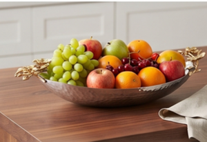 Bol à fruits ovale élégant en acier inoxydable martelé, centre de table moderne, parfait pour la décoration du comptoir de cuisine et de la table à manger - Product Image 6