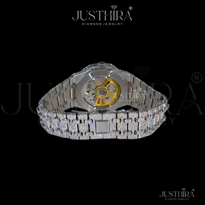 Reloj Mecánico de Lujo para Hombre, de Acero Inoxidable, con Diamantes Simulados, Cristal VVS Moissanite, Resistente al Agua 3BAR, 42mm - Product Image 3