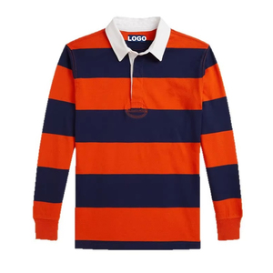Chemise en jersey de coton respirant à manches longues pour homme, tricotée, décontractée, bordeaux et blanc, coupe ample, style rugby, boutonnée - Product Image 4