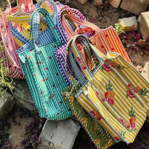Bolso de Mano Acolchado con Estampado Artesanal Indio para Mujer, Bolso de Compras de Moda para Invierno y Verano, Bolso de Hombro con Flores Geométricas Multicolores - Product Image 2
