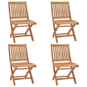 4-Piece Solid Teak Wood <b>Folding</b> <b>Patio</b> <b>Chairs</b> with Cushions <b>Patio</b> Furniture Set - Product Image 3