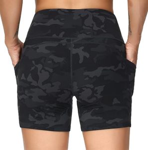 Shorts Deportivos de Cintura Alta con Estampado de Camuflaje para Mujer, con Bolsillos, de Secado Rápido, Tejido de Spandex y Poliéster, Ropa Deportiva - Product Image 3