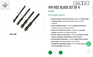 <b>Pin</b> Vice Black Set of 4 Precision Hand Drill Jewelry Tools Micro Drill Holder Hobby Craft Tool Kit |Item No GS-1169 - Product Image 3
