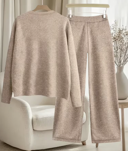 Conjunto Deportivo de Dos Piezas para Mujer, Pantalones Acampanados de Cintura Alta, Ropa Deportiva, Spandex/Algodón con Franja Lateral y Bolsillos - Product Image 2