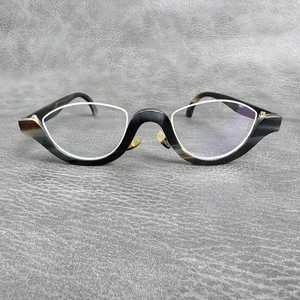 Round Eyeglasses <b>Black</b> <b>Frame</b> with <b>Gold</b> Accents Craft Style Handmade Adjustable Design Eco-Friendly Buffalo Horn Material - Product Image 1