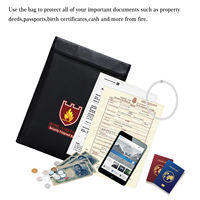 Grand sac à documents ignifuge et étanche avec décoration de serrure pochette enveloppe en silicone résistant à l'eau et au feu sac de sécurité pour l'argent