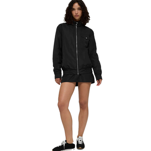 Trendy Women's Oversized Bomber Jacket Lightweight Zip Up Streetwear Coat Relaxed Fit Fashion custom Outerwear OEM manufacturer - Product Image 6