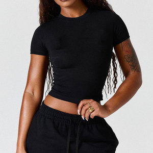 T-shirt pour femme de haute qualité, très vendu, coupe classique, col rond, manches courtes, confortable, en coton/fibre de bambou, léger, pour l'été - Product Image 6