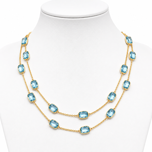 Proveedor Mayorista de Conjunto de Collar y Pendientes de Lujo de Latón Sólido con Topacio Azul Natural, Diseño para Enamorados, Cadena de Eslabones - Product Image 1