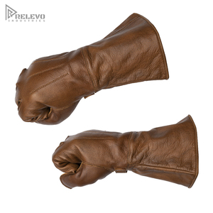 Guantes de Cuero Vintage al por Mayor OEM, Guantes de Trabajo con Puño Largo y Logotipo Personalizado para Hombre, Resistentes al Viento, de Cuero Desgastado - Product Image 2