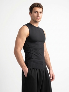 Men's <b>Black</b> Compression <b>Tank</b> <b>Top</b> O-Neck Sleeveless Gym Wear Active Wear Breathable <b>Knitted</b> Solid Color Slim Fit - Product Image 4