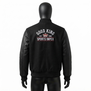 High Street <b>Leather</b> Sleeves Letterman Varsity Breathable Winter <b>Long</b> Sleeves Baseball <b>Jacket</b> for Men - Product Image 3