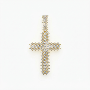 Pendentifs croix à bords dentelés en argent 925 avec diamant de laboratoire, personnalisés, religieux, unisexe, cadeau de fiançailles, breloques chrétiennes unisexes, bijoux - Product Image 1