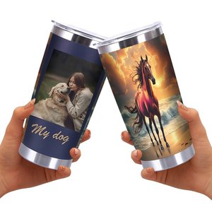 20oz Stainless Steel Tumbler Custom Sublimation Horse Beach Design Drinkware <b>Cup</b> - Product Image 2