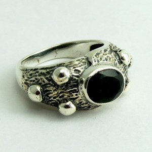 Shri Ashapura Jewels Great Impression Oval Shape <b>Black</b> <b>Onyx</b> Gemstone 925 Sterling Silver <b>Rings</b> Bohemian Style Bezel Setting - Product Image 1