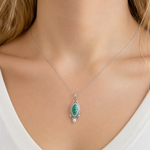 Pendentif en malachite naturelle, argent sterling 925, fait main, style vintage bohème, bijoux pour femmes, cadeau, plaqué or rose et or jaune - Product Image 2