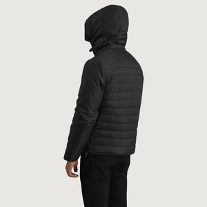 Chaqueta Acolchada Azul Marino con Capucha para Hombre, Cuello Alto, Cierre de Cremallera, Chaqueta Casual de Invierno - Product Image 6