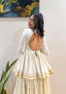 LAHENGA KEDIYU ( CHOLI ) PURE COTTON INNER <b>MICRO</b> COTTON GATA BORDER LACE WORK SUIT - Product Image 5