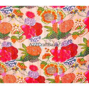 Manta de Algodón Reversible Hecha a Mano, Estilo Kantha Vintage de la India, Colcha Bohemia, Colores Surtidos, Decoración del Hogar - Product Image 2