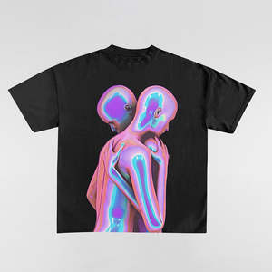 Nouveaux T-shirts pour hommes col rond décontractés style streetwear oversize tendance, vente en gros, Y2K, OEM, en coton, impression sérigraphiée personnalisée - Product Image 2