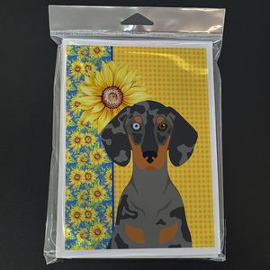 Tournesols d'été Dapple Dachshund Cartes de vœux Pack 8 capricieux A7 Taille 5x7 Cartes vierges avec enveloppes - Product Image 3