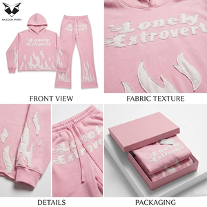 Ensemble sweat à capuche et pantalon évasé personnalisé avec logo, style tendance, qualité supérieure, survêtement homme - Product Image 6