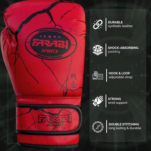 Gants de boxe FARABI en cuir PU, gants de boxe imprimés en cuir PU, fermeture Velcro, équipement d'entraînement d'arts martiaux MMA - Product Image 4