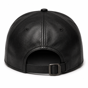 Casquette de baseball en cuir véritable brodée avec logo personnalisé |   Casquette snapback en cuir véritable de qualité supérieure avec dos réglable |   Casquette à 6 panneaux - Product Image 2