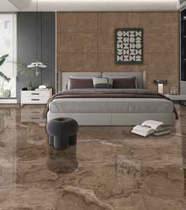 กระเบื้องปูพื้นและผนังสีน้ำตาลดำ พอร์ซเลน โมเดิร์น ผิวด้านขัดเงา สำหรับตกแต่งภายในบ้านหรู โรงแรม สำนักงาน ขนาด 60x120 ซม. หนา 8.5 มม. - Product Image 1