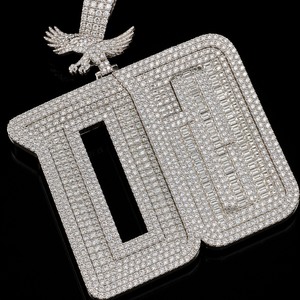 Collier de luxe personnalisé avec pendentif lettre initiale, serti de diamants Moissanite VVS, style Hip Hop, breloque aigle, pour homme, fabricant de bijoux - Product Image 1