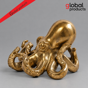 Escultura Metálica Hecha a Mano con Acabado Dorado de Lujo, Elegante Centro de Mesa para Interiores Residenciales de Diseño, Objeto con Forma de Pulpo - Product Image 1