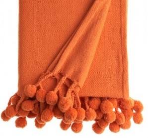 Manta de Algodón 100% Tejida con Borlas de Pompones |   Manta Decorativa Boho para Sofá |   Manta de Algodón Estilo Marroquí - Product Image 6