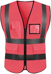 <b>Top</b> Quality Hi Visibility Red Safety Vest with <b>Reflective</b> Stripes and Multiple Pockets Unisex Workwear - Product Image 4