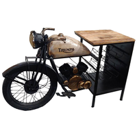Chariot de bar industriel et vintage en fer et bois, design automobile ancien Indiana, design moderne, résistant à l'eau, pour appartement