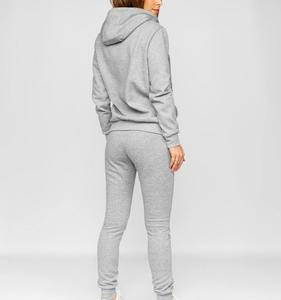 Conjunto Deportivo para Mujer, Color Gris Sólido, Manga Larga, Sudadera con Capucha y Cremallera, Pantalones Jogger Casuales, Transpirable, 100% Algodón, Ropa de Otoño - Product Image 2
