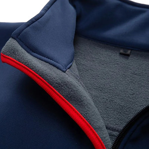 Chaqueta de Forro Polar Azul Marino para Hombre, Cuello Alto, Cierre de Cremallera, Resistente al Viento, Informal, para Exteriores, Corte Regular, Color Sólido, Manga Larga - Product Image 6